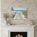 Bathroom Wall Art Beach Picture: Modern Ocean View Sea Canvas Artwork Decor Contemporary Coastal Scene Wave Seascape Painting Horizontal Scenic Nature Landscape Seaside Boardwalk Prints for Living