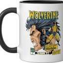 Marvel Comics Wolverine Classic Logan Retro Ceramic Mug, Black/White (11 Ounces)