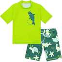 Boys UPF 50+ Swimsuit T-Shirt Set Quick Dry Beach Swimwear Bathing Suit Size: 8-9 Years