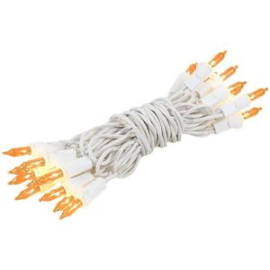 Novelty Lights 8.5 Feet 20 Bulb Amber Mini Light String on White Wire, Non-Connectable Incandescent Fairy Lights for Bottles and Crafts, 4" Bulb Spacing, 24" Lead, Stackable Fused Plug