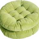 Tiita Round Chair Cushions 22"x22" Indoor/Outdoor Floor Pillows Cushion for Patio Furniture Seat Pads Meditation Pillow for Yoga Living Room Sofa Balcony Set of 2, Green (2 Count (Pack of 1))