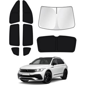 Windshield Sun Shade for 2018-2023 Volkswagen VW Tiguan Side Rear Window Shade Cover Sun Visor Shield Privacy Protection Keep Vehicle Cool Black 8PCS (VW Tiguan 2018-2023)