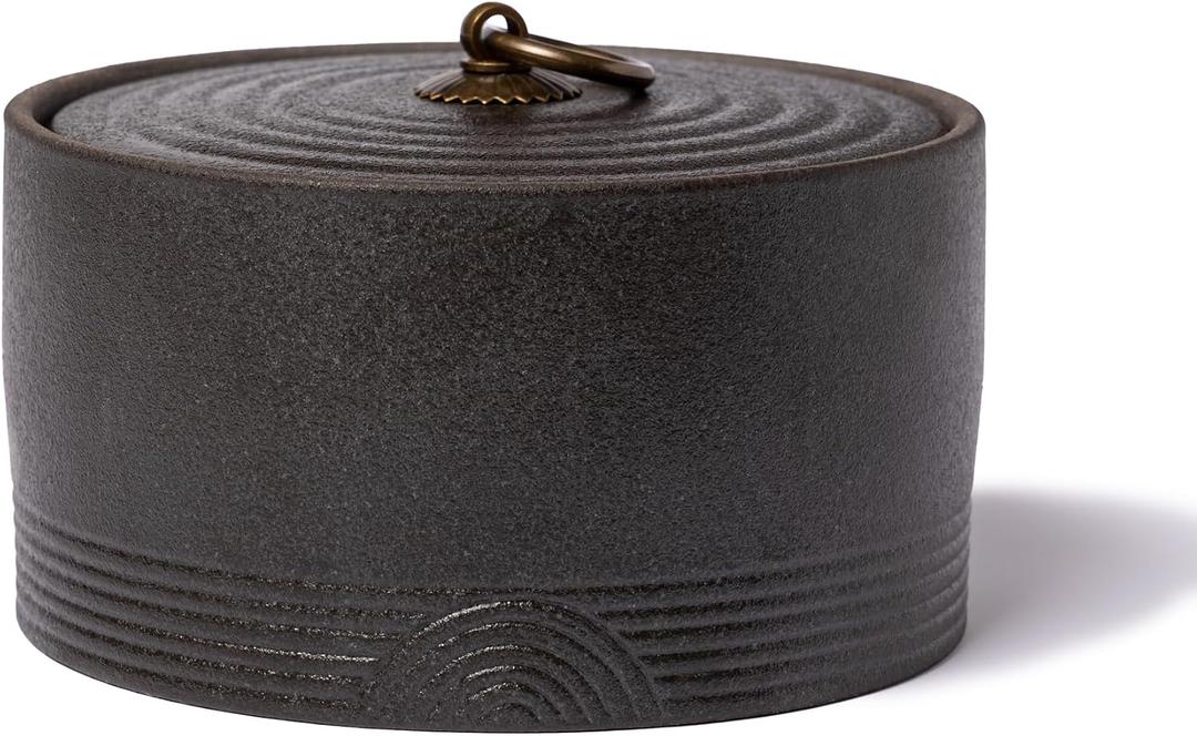Ceramic Canister,16.9 Oz /500ml Food Storage Jar for Tea,Coffee Beans,Herb,Candy,Spices,Nuts (Stone Black)