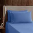 Nestl Short Queen Bed Sheet Set - Calm Blue - 4-Piece Deep Pocket | Instantly Soft, Night-One Ready (No Wash Required). Fits 16-Inch Deep Pockets, 360-Degree Elastic Grip