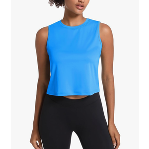 Women's Workout Cropped Tops UPF 50+ Athletic Running Tank Tops Sleeveless Gym Sports Muscle Shirts, SIZE XL