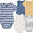 ZAVBABY Baby Boy Girl Short Sleeve Bodysuits New Born 100% Cotton Clothes 5-Pack  12 M Size