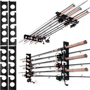 Ghosthorn Fishing Pole Rod Racks Wall or Ceiling Mounted Fishing Pole Rod Holders for Garage Storage Organizer Fishing Gear Equipment for Men Women