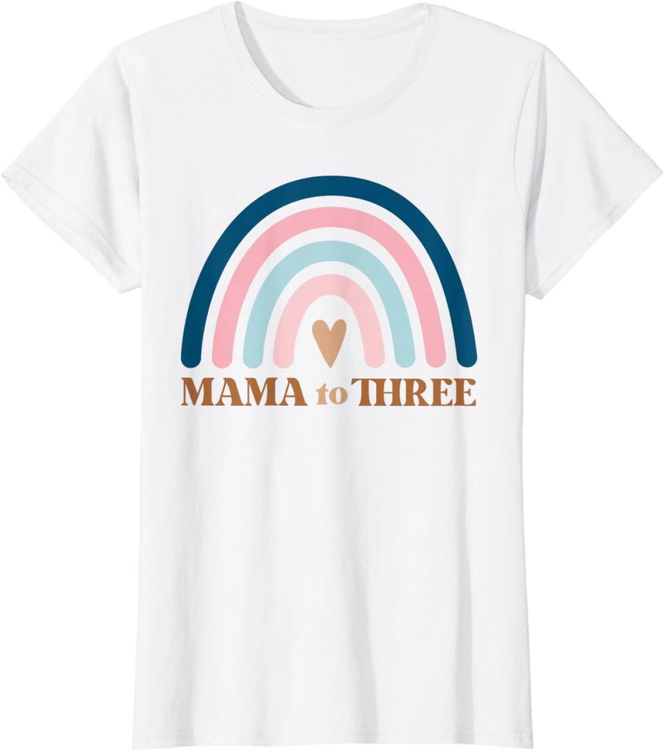 Mom of Three, Third Baby Announcement, T-Shirt, Medium