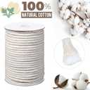 VitalCozy 1/4" Cotton Piping Cord 6 mm Natural Cording for Sewing Piping for Pillows and Other Soft Welt Applications(46 Yds)