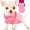 2 Pack Dog Sweaters for Small Dogs, Chihuahua Yorkie Sweater, Dog Clothes for Small Dogs, Winter Warm Pullover Clothing, Pet Cat Cold Weather Puppy Clothes Outfits, M (Rose-Pink)