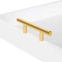 Kate and Laurel Lipton Square Decorative Wood Tray with Metal Handles, 16" x 16", White and Gold, Modern Serving Tray for Storage Or Display
