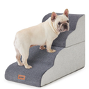 ZOMISIA Dog Stairs Ramp for Bed 19.7" H  Pet Stairs Steps for Small to Medium Dogs to Get on Bed and Couch, 35D Foam with NonSlip Bottom Beige, 4 Steps