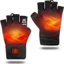 uncn Heated Gloves Fingerless for Women Man with 3.7V 3000mAh Battery Cordless Work Touchscreen Gloves for Winter Cold Weather Rechargeable Electric (Medium)