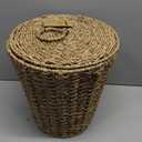 3 Gallons Seagrass Waste Basket with Lid and Liner - Wicker Trash Can