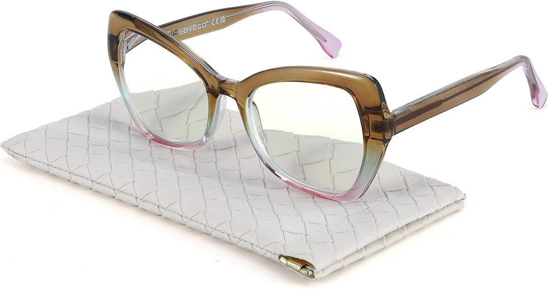 4 Pack Computer Reading Glasses Blue Light Blocking Anti Eyestrain Flexible Lightweight Square Readers for Women Men