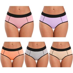 POKARLA Women's Cotton Stretch Underwear Ladies Mid Rise Briefs Panties Multipack Plus Size 5-Pack(3X-Large)
