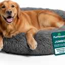 FurHaven 45" Calming Donut Dog Bed for Large Dogs, Round Plush Donut Design with Soft Filling for Snuggling Comfort, Removable Washable Cover, Jumbo XL, Shaggy Faux Fur, Gray