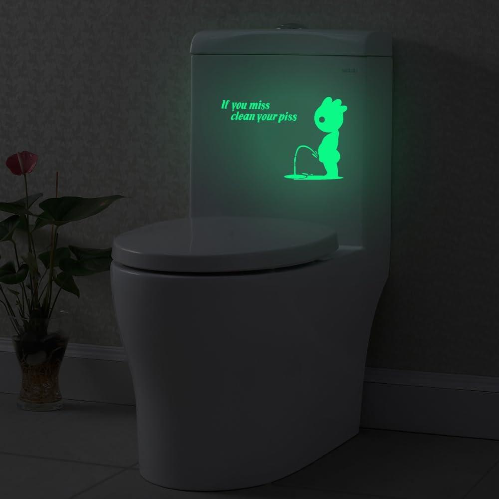 Glow in The Dark Toilet Stickers - Decals for Toilet Lid and Seat, PET Waterproof Bathroom Stickers for Kids and Adults