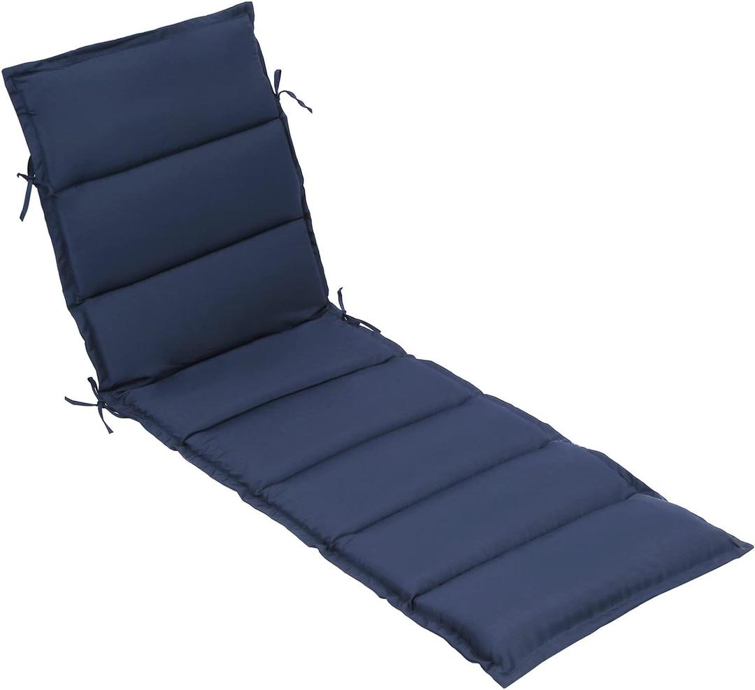 Foldable Outdoor Chaise Lounge Cushion,Water-Resistant Pool Lounge Chair Cushion,80 Inch Patio Reclining Sun Lounger Cushions (Navy)