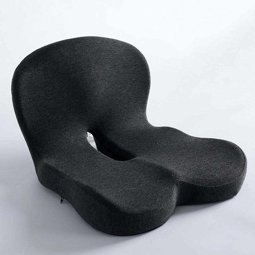 Breathable Hip And Waist Protection Integrated Sacral Pillow,With Memory Foam Inner Core,L-curve Pressure Relief Tailbone Pillow,Is Suitable For Office Chairs,Wheelchairs,And Car Seats(Dark gray)