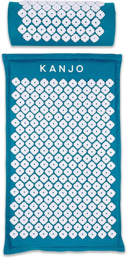 Kanjo Acupressure Mat and Pillow Set for Back Pain Relief & Neck Pain Relief, with Pressure Points for Muscle Pain Relief with Travel Bag - Sapphire Blue