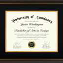 Luminary 15x18 Wood Diploma Frame with 11x14 Opening Black Mat for College Degree Certificate Document, Walnut Color Wooden Frame with Tempered Glass Panel for Wall Mount Display