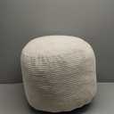 HIGOGOGO Round Stuffed Pouf Ottoman, Corduroy Poufs with Foam Chunk Filling, Furry and Fluffy Pouf Foot Stool Storage Ottoman, 20 X 15 Floor Poufs Foot Rest for Living Room, Beige