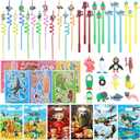 J6&H6 Italian Brainrot Party Bundle 60pcs Brainrot Party Favors , Included Gift Bags, Bendable Reusable Straws, Brain rot Element Stickers, and Brain Rot Series Pens, for Party Favor