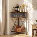 VECELO Corner Cabinet/Table, 3-Tier Display Shelves with Protection Door, Metal Frame Storage Shelf Organizer for Small Space, Living Room, Kitchen, Bathroom