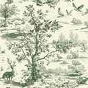 Livelynine 17.5x276 Nature Wallpaper Stick and Peel Trees Animals Green Plants French Country Landscape Wallpaper for Bedroom Bathroom Wall Murals Sage Green Pattern Contact Paper Renter Friendly