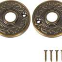 2 Pack Round Door Knob Rosette Plates for Trim Lock, Old Style Mortise Door Knob Backplate Replacement, Antique Brass Knob Plates for Cabinet