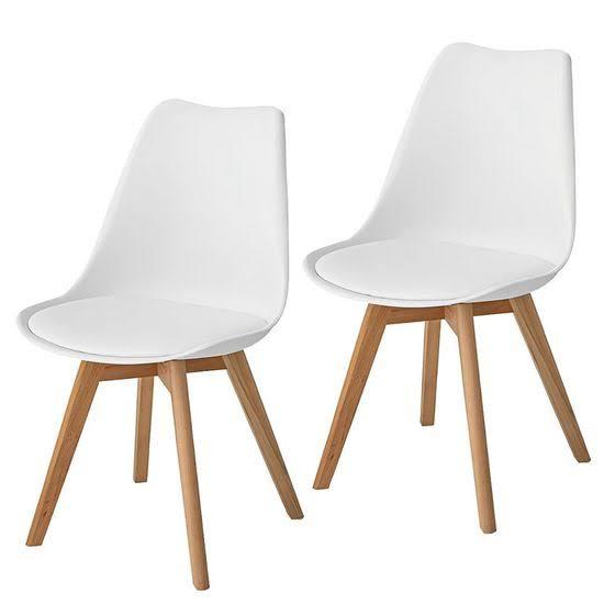 OLIXIS Dining Chairs Set of 2, Mid Century Modern Accent Chairs with Curved Backrest and Wood Legs, PU Leather Upholstered Kitchen Side Chair for Living Room, Bedroom, Outdoor Patio, White, 2 PC