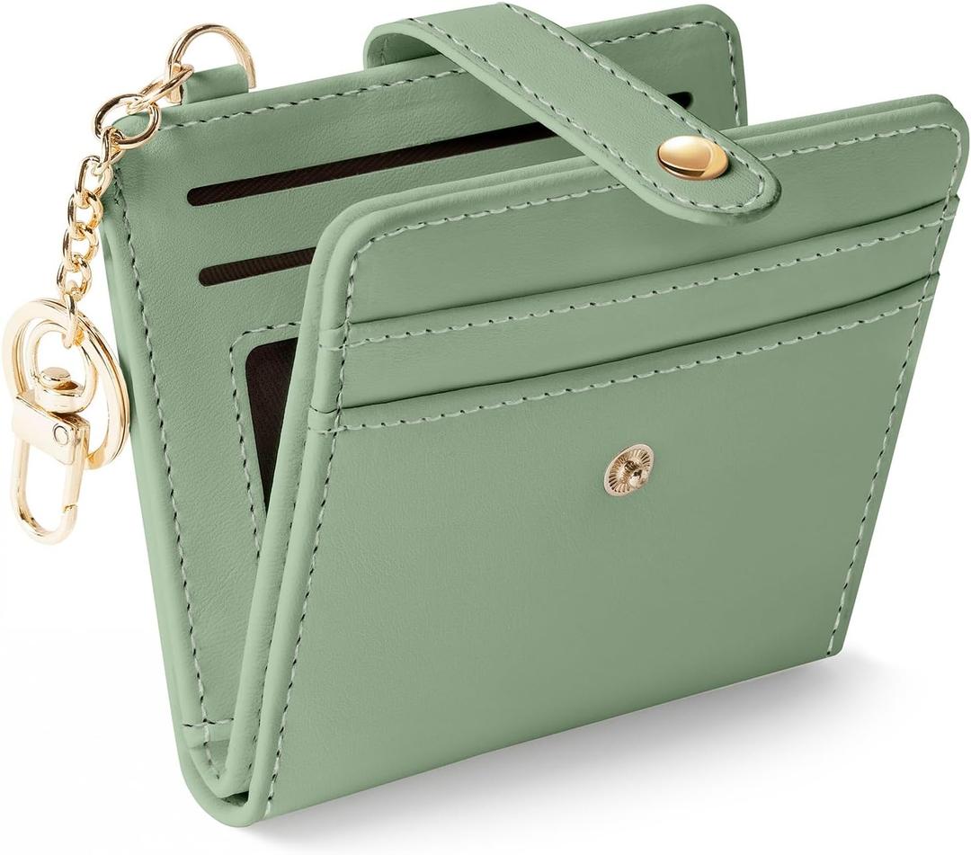 Jogjam Green Rfid Ladies Wallet, Small Slim Thin Compact Credit Card Women Wallet, PU Leather Bifold Cash Zipper Coin Pocket ID Window for Female
