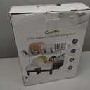 2 Tier Dish Drying Rack, Thicker Premium 304 Stainless Steel Dish Racks for Kitchen Counter, Automatic Drainage Spout, Dish Drainer & Drainboard Set with Utensil Holder and Cup Holder, Black