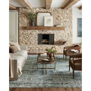 Loloi Magnolia Home by Joanna Gaines Banks Collection BAN-03 Blue/Lagoon 2'-3" x 3'-9" .13" Pile Height, Machine Washable, Accent Rug