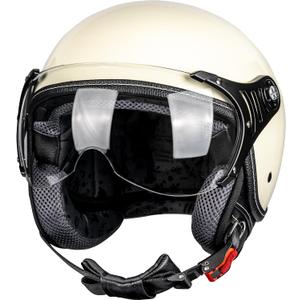 Yesmotor 3/4 Motorcycle Helmets Retro Open Face Vespa Scooters Helmet with Clear Visor for Men and Women- DOT Approved, Medium, White