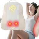 Back Massager for Pain Relief Deep Tissue, Ultrathin Rolling Up and Down Full Back Massage with Heat, 4D Shiatsu Kneading, Shoulder Massager, Extended Widened Design for Home, Office, Car Use, Beige