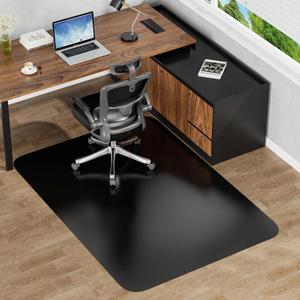 Black Hardwood Floor Chair Mat, Heavy Duty Plastic Desk Protector | 48" x 60" Durable Mat for Rolling Desk Chairs, Protects Tile, Laminate, Vinyl Floors in Home Office and Gaming Rooms