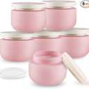 6 Pack 8 OZ HDPE Round Plastic Jars,Empty Wide Mouth Soft Slime Jars Cosmetic Container with Lids for Lotion,Hand Cream,Ointments,Moisturizer,Body Butter,Rhinestone,Travel Make Up Storage Pot (Pink)