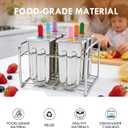 6-Piece Stainless Steel Popsicle Molds, Reusable Homemade Ice Pop Molds with Stand, Eco-Friendly for Kids & Adults, Includes Colorful Acrylic Sticks, Wooden Sticks & BagsRound Head