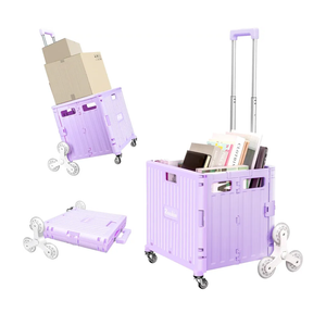 Foldable Rolling Crate for Stair Climbing : Handcart for Shopping Teacher Laundry (Lavender)