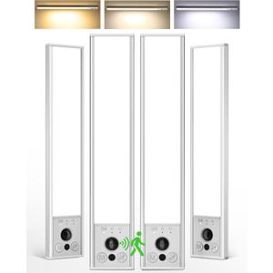 EZVALO 4-Pack Under Cabinet Lights, 2300mAh Rechargeable Motion Sensor Light Indoor, Wireless Closet Lights Battery Operated, with 3 Color Temps, Dimmable, Magnetic, for Kitchen, Stair, Pantry(8inch) (White)