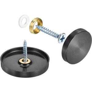 uxcell 16 Pcs Screw Covers Caps, 304 Stainless Steel Mirror Screws Decorative Caps Cover Nails, Mirror Screws Fasteners for Sign Advertising Hardware Construction, 40mm Diameter, Black