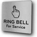 NorthByNorthEast Aluminium Service Bell Sign - Metallic Silver with Hand Icon - Self-Adhesive Peel and Stick - 145mm x 145mm - Ideal for Hotels, Restaurants, Hospitality Industry