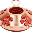 WOSIBO Hummingbird Feeder Replacement Bottom Base Replacement Part Includes Red Plastic Base Metal Top and Brushes (Copper)