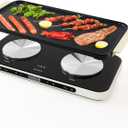AEWHALE Countertop Double Burners with Removable Griddle Pan Non-stick,1200W+600W Electric Hot Plate with Sensor Touch for Adjustable Temperature/Time