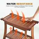 Teak Shower Chair Stool, 24" Shower Bench Seat, Wooden Bathroom Bench with Storage Shelf for Indoor & Outdoor Use