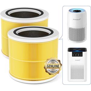 AromaRoom Pet HEPA H13 Air Purifier Filter Replacement, Compatible with LEVOIT Core Mini-P, AP100/AP102 Air Purifier, Efficiency Activated Carbon for Pet Odor, 2 Packs, AP100-RF-PAYellow