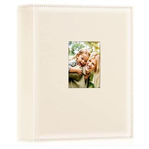 Ywlake Photo Album 4x6 400 Pockets, Leather Photo Albums Holds 400 Vertical Pictures Only Beige