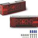 Wellmax 12V LED Trailer Lights, Submersible and Waterproof Low Profile Rectangular tail lights for RV, marine, boats, trailers